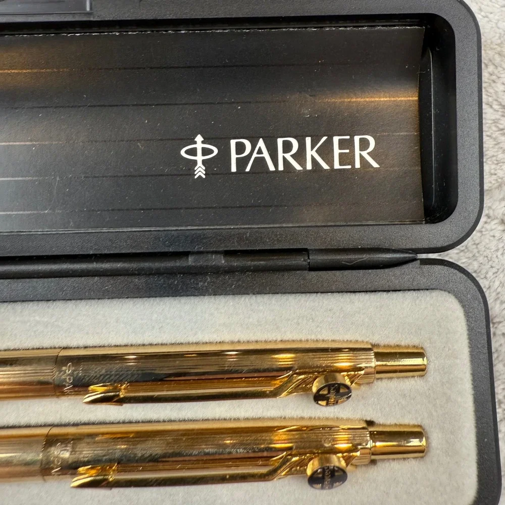 Parker Insignia 12K Gold Filled Pen Pencil Set Santa Fe Railway Logo Made in USA